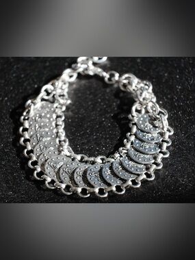 Turkish Coin Medallion Chain Link Bracelet